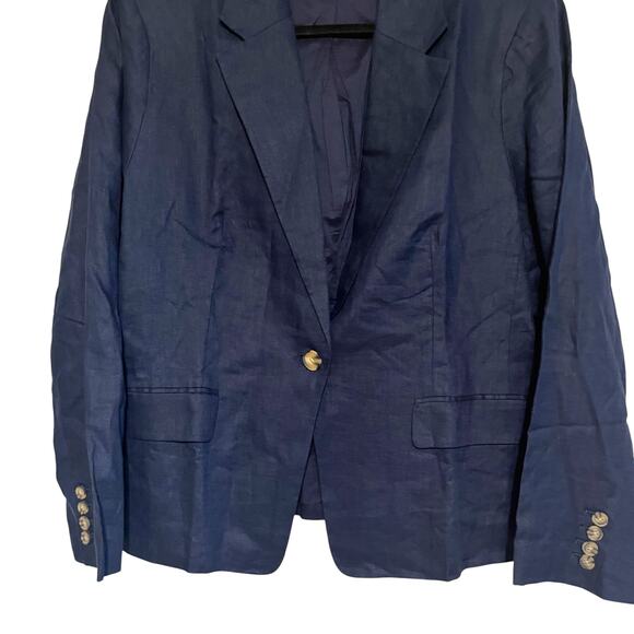 Quince 100% European Linen Structured Blazer Deep Navy Size XL - Picture 4 of 8